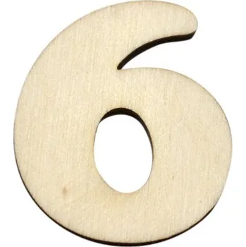Dřevěný výřez číslice 6, 3,5 x 4 cm
