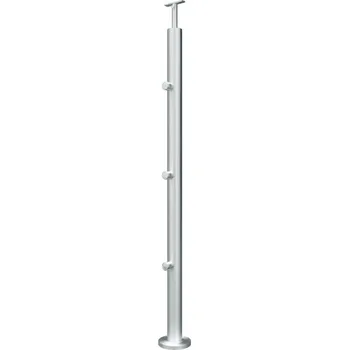 Zábradlí Hahn Steel Konfigurátor - nerezový sloupek Ø42,4mm - 3 x výplň Ø12mm, AISI 304 na nakloněnou rovinu Výška sloupku: 800mm, Umístění výplně zábradlí: Na vnější straně, Úhel šikminy: 2,5°