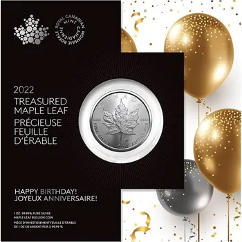 Stříbrná mince Maple Leaf Happy Birthday 1 oz BU 2022