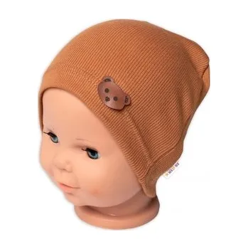 Kojenecký body Baby Nellys Žebrovaná čepice Medvídek - hnědá, vel. 92/98; 92/98 (18-36m)