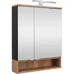 A - Interiéry Skříňka zrcadlová Noel 60 B s LED osvětlením, černá lak/dub country, 60,2x76,2x16,3