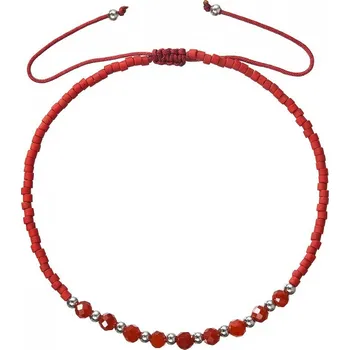 Náramek Textilní Miyuki náramek červený achát 13037.3 red