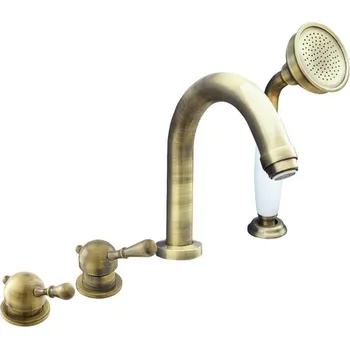 Vodovodní baterie RAV LABE Baterie vanová stojánková čtyřotvorová s ker.přepínačem–stará mosaz L062.0PSM