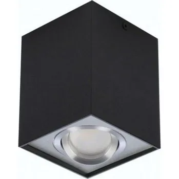 Bodové svítidlo Stropní bodové přisazené svítidlo AZzardo Eloy 1 black/aluminium AZ0930 GU10 1x50W IP20 9,5cm hranaté černo-hliníkové
