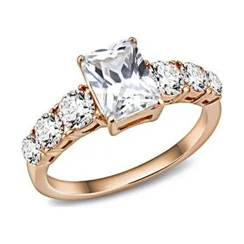 Prsten AL-0042-60 Zlacený ocelový prsten se zirkony