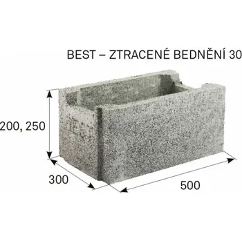 zdivo BEST - BD-30/20 nízké Ztracené bednění 300x500x200 (36ks/pal)