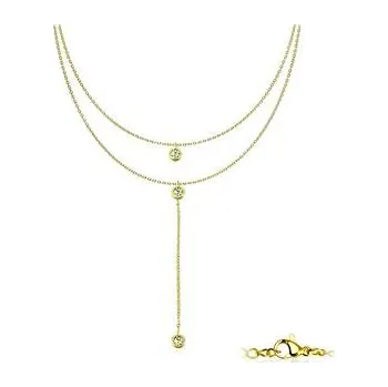 Náhrdelník OPD0229-GD Dvojitý ocelový náhrdelník se zirkony