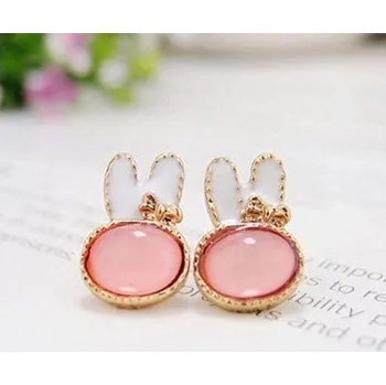 Náušnice Dámské náušnice | originální šperky, styl kočičky - 1 pár - Růžový králík