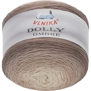 Příze VLNIKA Dolly Ombre 250 g, 312 hnědá, béžová, bílá