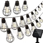 Zahradní solární dekorační řetěz - 3,8m - 10 žárovek - patina - teplá bílá - Polux