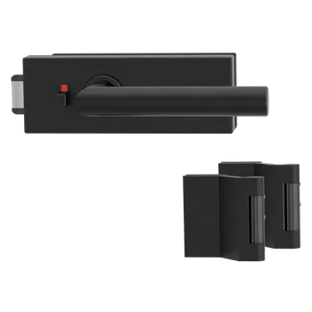 Dveřní kování GK - PURISTO S - ZÁMEK na sklo s klikou LUCIA - WC S2L (vč. závěsů) kování na sklo WC set Grafit černá (78)