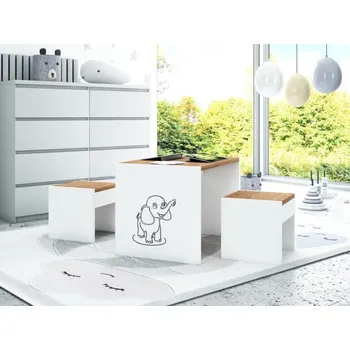 Dětský pokoj Stůl a dvě židle - slůně / dřevo