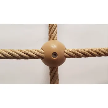 Lano Šplhací síť Herkules PES 16 mm, oko 30 cm, plastové koule, béžová