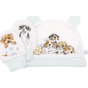Kojenecká čepice Wrendale Designs Kojenecká čepička a rukavičky Wrendale Designs "Little Paws" - Štěňátka