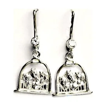 Náušnice Stříbrné visací náušnice koně čirý zirkon - NK28/12 (Stříbrné náušnice koně s čirými zirkony)