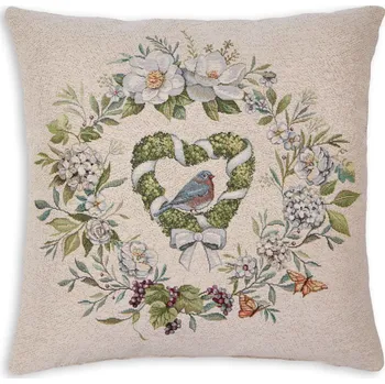 Povlak na polštářek Tegatex Gobelínový povlak na polštář - Srdce a ptáček 42*42 cm