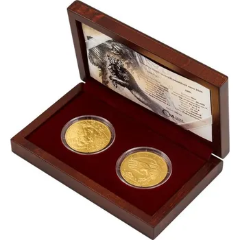 Sada dvou zlatých uncových investičních mincí Český lev a Orel 2024 stand