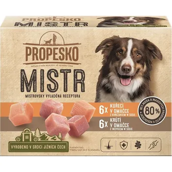 Krmivo pro psa Propesko Mistr Adult filetky v omáčce Chicken/Turkey 12x 85 g
