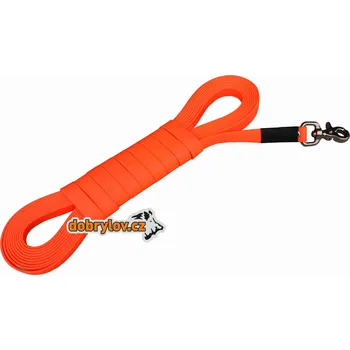 Vodítko pro psa edworld Barvářský PVC (Biothane) řemen plochý, barva oranžová, volitelná šířka a délka, karabina nerez vypouštěcí Délka: 6 m, Šíře materiálu: 16 mm