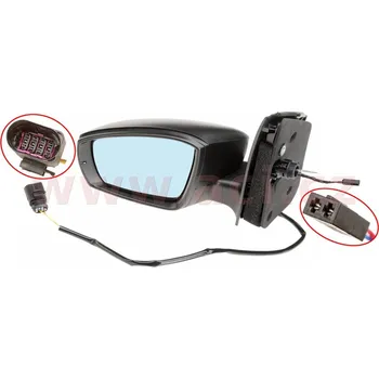 Autoanténa zpětné zrcátko vypouklé ručně ovládané kabelem, nevyhřívané s anténou centrálního zamykání černé, 4 PIN L