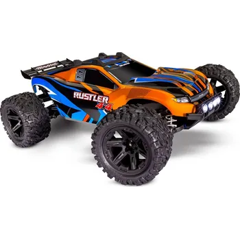 RC model auta RC auto Traxxas Rustler 4WD 1:10 RTR s LED osvětlením oranžová