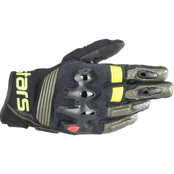 Moto rukavice Alpinestars Halo Leather Gloves Forest Black/Yellow Fluo 2023 3XL