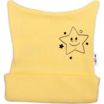 Kojenecká čepice Čepička kojenecká nasazovací bavlna - LITTLE STAR žlutá - vel.56