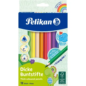 Pastelka Pastelky trojhranné silné Pelikan - 12 barev