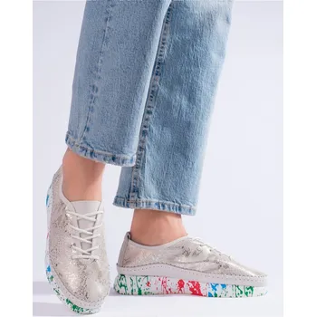 Dámské polobotky Krásné zlaté polobotky dámské bez podpatku 37