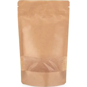 Sáček na potraviny Doypack ZIP | kompostovatelný s okénkem | Premium obsah 250ml (110 × 185 + 65mm)