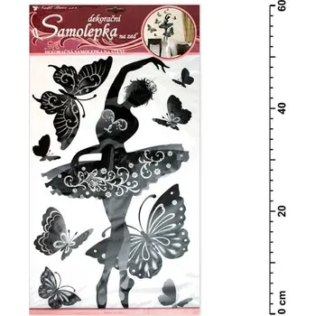 Samolepící dekorace Samolepící dekorace 10017 baletka černá s glitry a kamínky 60x32 cm