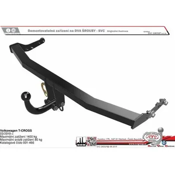 Tažné zařízení Tažné zařízení VOLKSWAGEN T-CROSS 03/2019-> SV 2.001-466, SVC GROUP