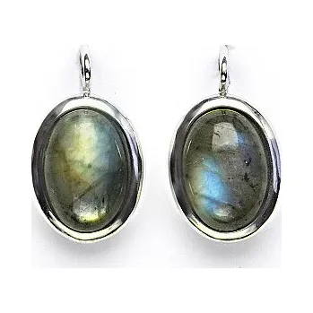 Náušnice Stříbrné náušnice, přírodní labradorit, 14 x 10 mm, NK 1454