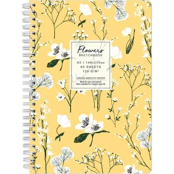 Drasca Art EOOD Kroužkový blok Flowers žlutý (120g/m2, 60 listů) A5