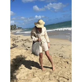 Kojenecká souprava Mimilove Letní souprava s kraťasy z bavlněného mušelínu vel. UNI Béžový