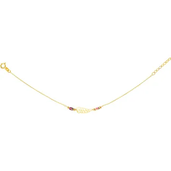 Náramek Zlatý náramek s hematity, anker - křídlo - AP534-8126