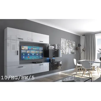 Obývací stěna Ral Obývací stěna Paris 3 - Bílo-černý lesk