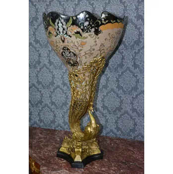 Zámecká porcelánovo-bronzová mísa s pávem-UNIKÁT