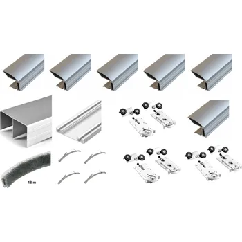 Nábytkové kování LAGUNA Sada kování pro troje posuvné dveře MULTIOMEGA W RAMA - 3m / hliník