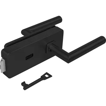 Dveřní kování MPK - UNIQUE R8 - ZÁMEK na sklo s klikou FAVORIT - BBQ kování na sklo BBQ otvor BS - Černá matná