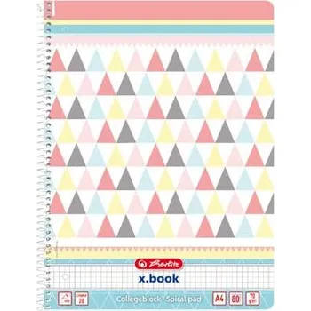 Spirálový blok Herlitz A4, 80ls, čtvereček - Graphic Pastel Poly