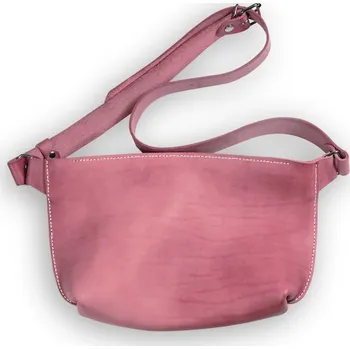 Outdoorové zavazadlo Eggo Bastian velká kožená ledvinka Starorůžová