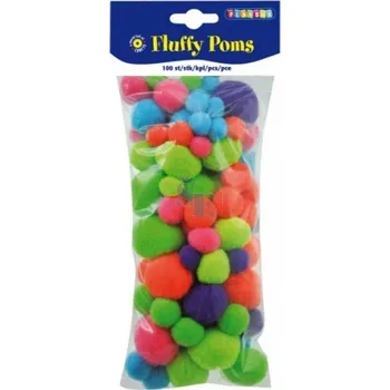 Výtvarná sada Bambulky různé velikosti 100 ks neonové barvy pro výtvarné práce 2470008