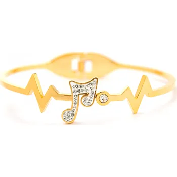 Náramek Náramek Osminová nota s kamínky Barva: zlatá