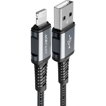 Náhradní díl pro mobilní telefon Nabíjecí a datový kabel 2,4A ~ AceFast C4-02 ~ USB/Lightning 1,8m MFi - Černý