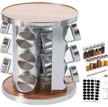 Kořenka Stojan na 12 kořenek stříbrný - Manfa (Kolotoč na koření 12 ks stříbrný - Manfa)