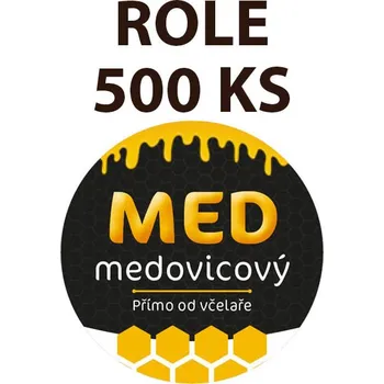 Etiketa na víčko - 2 černá - Med medovicový ROLE 500 KS