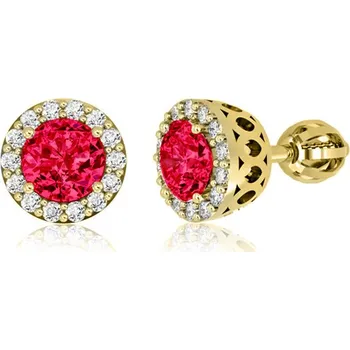 Šperk Couple, Honosné peckové náušnice Sari, žluté zlato se zirkony, 585-66-3-0262.0Z00.0.00.104.05