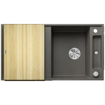 Granitový dřez Blanco AXIA III 5 S-F InFino silgranit šedá vulkán dřez vpravo s excentrem s dř. deskou - 527225 + ZÁRUKA 3 ROKY ZDARMA