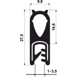 PIRELI-U EPDM 60° GA2.4961/EN 45545-2 (Série: A4961, D.* (mm): *D1 - 3,5 mm, Hmotnost (kg): 0,19, Velikost [modul]: *O 16,6 mm, Balení [MJ]: 50, Kóta B: 27, Kóta A: 9,8)